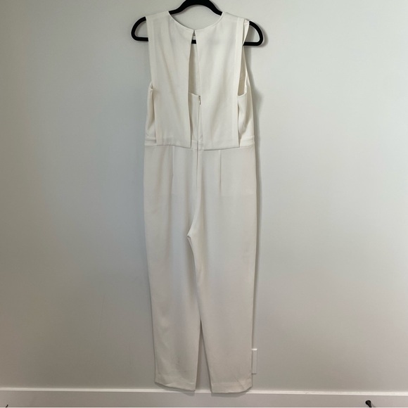 Theory Remaline Spiaggia Stretch Crepe Jumpsuit White Size 10 - Picture 3 of 9